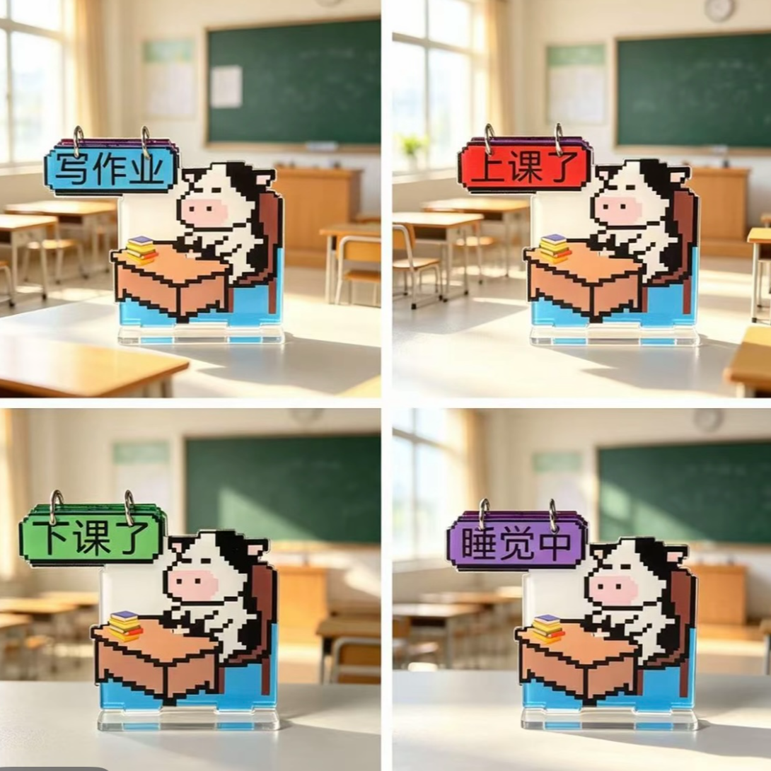 塑料创意牛马打工人办公室工位翻牌文字亚克力版桌面摆件装饰立牌 到手价¥3.99