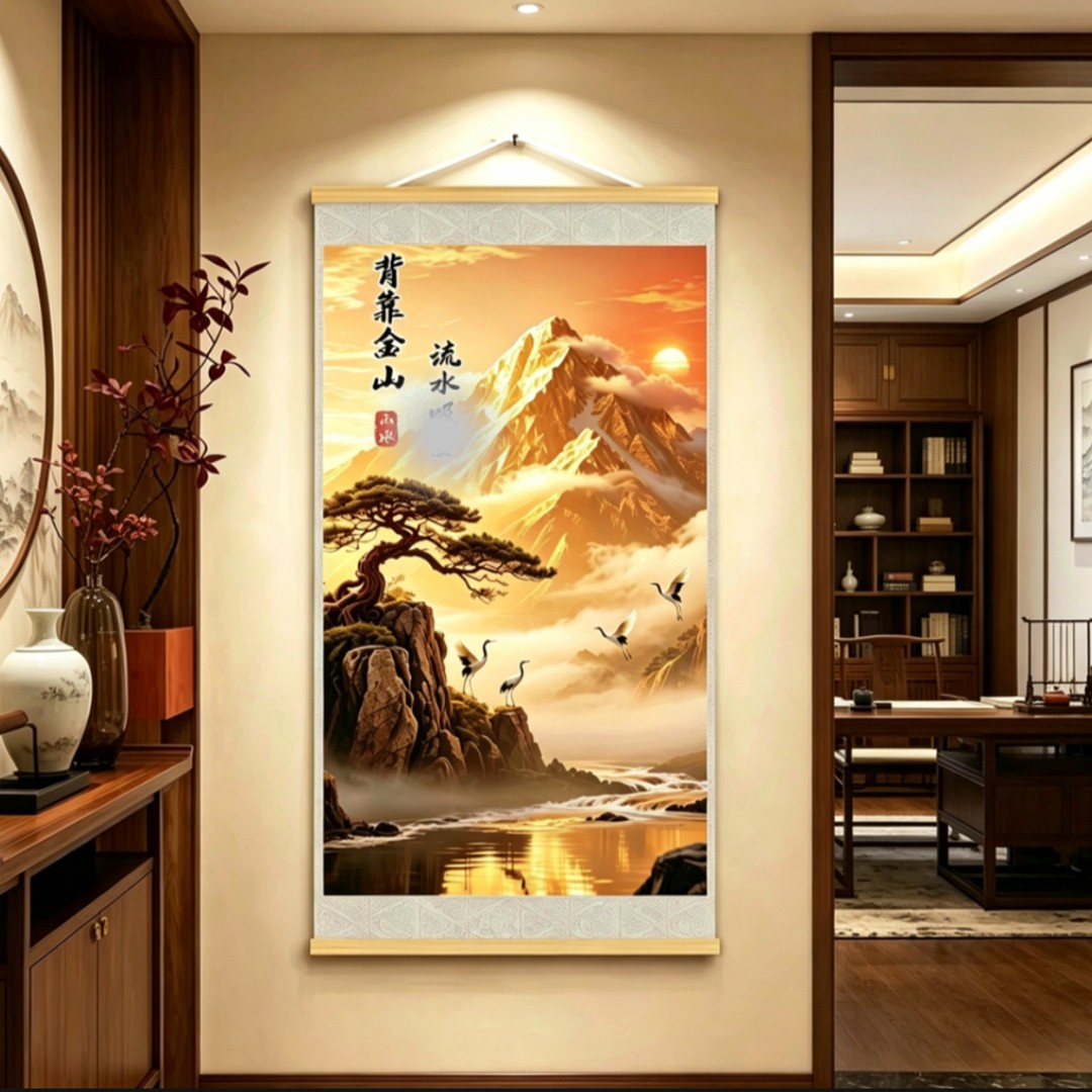 现代装饰画新中式背靠金山客厅玄关背景墙挂画办公室店铺挂画 到手价¥29.90