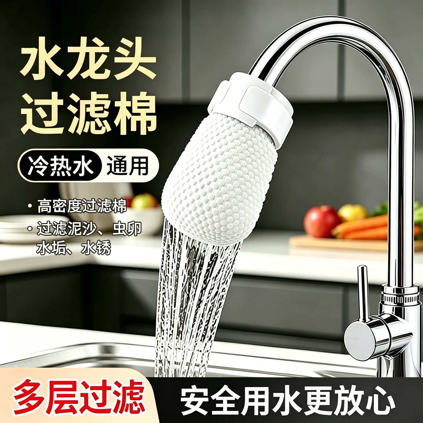 水龙头过滤器棉袋厨房专用防溅过滤自来水井水山泉水泥沙铁锈通用 到手价¥2.72
