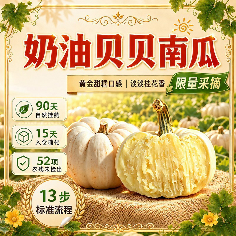 【新品种】奶油贝贝南瓜 高甜软糯 细腻不噎高颜值 lc 代餐小南瓜 到手价¥19.90